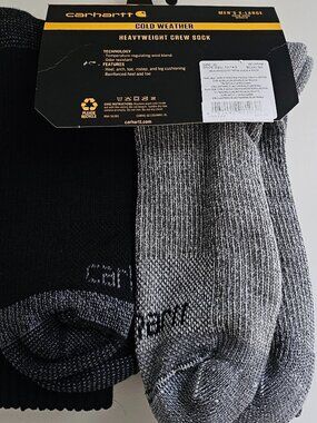 carhartt cold weather heavyweight crew sock 4 Pairs Black Size 12-14.5 NWT